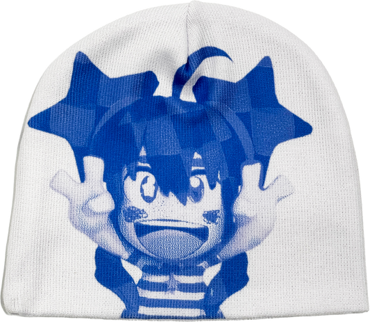 White / Blue Yameii Beanie